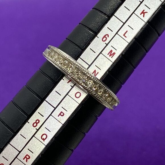 💛 10k White Gold Vintage Diamond Love Ring - Picture 4 of 5